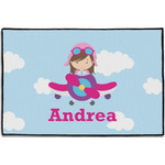 Airplane & Girl Pilot Door Mat - 36"x24" (Personalized)