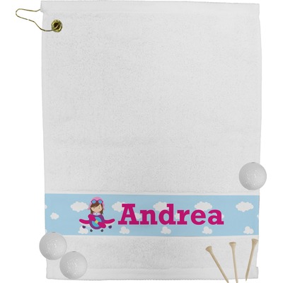 Airplane & Girl Pilot Golf Bag Towel (Personalized)