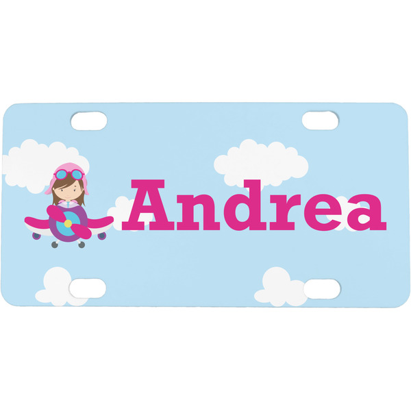 Custom Airplane & Girl Pilot Mini/Bicycle License Plate (Personalized)
