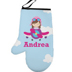 Airplane & Girl Pilot Left Oven Mitt (Personalized)