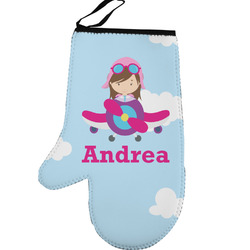 Airplane & Girl Pilot Left Oven Mitt (Personalized)