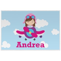 Airplane & Girl Pilot Laminated Placemat w/ Name or Text