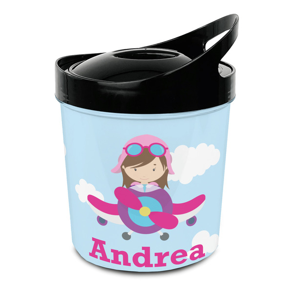 Custom Airplane & Girl Pilot Plastic Ice Bucket (Personalized)