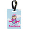 Airplane & Girl Pilot Plastic Luggage Tag - Rectangular w/ Name or Text