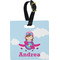 Airplane & Girl Pilot Plastic Luggage Tag - Square w/ Name or Text
