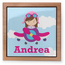 Airplane & Girl Pilot Pet Urn w/ Name or Text