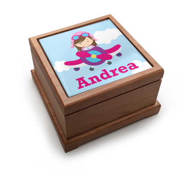 Custom Airplane & Girl Pilot Pet Urn w/ Name or Text