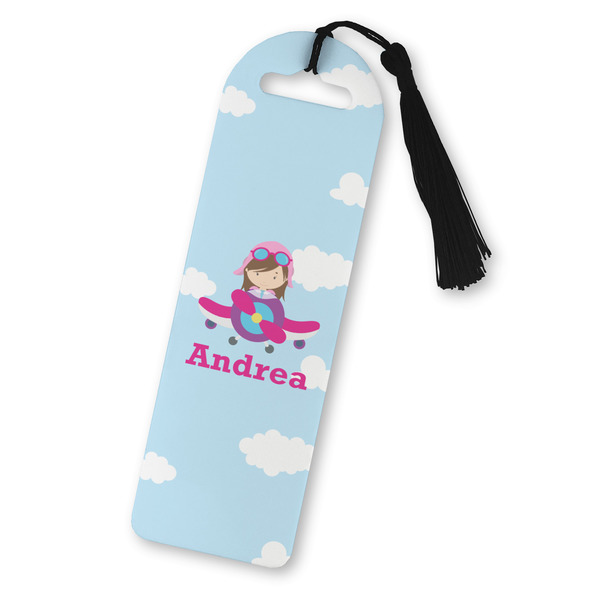 Custom Airplane & Girl Pilot Plastic Bookmark (Personalized)