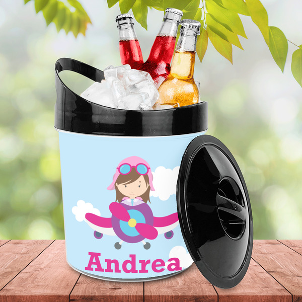 Airplane & Girl Pilot Plastic Ice Bucket - LIFESTYLE