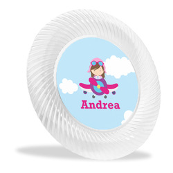 Airplane & Girl Pilot Plastic Party Dinner Plates - 10" (Personalized)