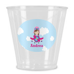 Airplane & Girl Pilot Plastic Shot Glass (Personalized)