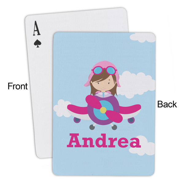 Airplane & Girl Pilot Playing Cards - Approval