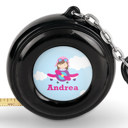 Airplane & Girl Pilot Pocket Tape Measure - 6 Ft w/ Carabiner Clip (Personalized)