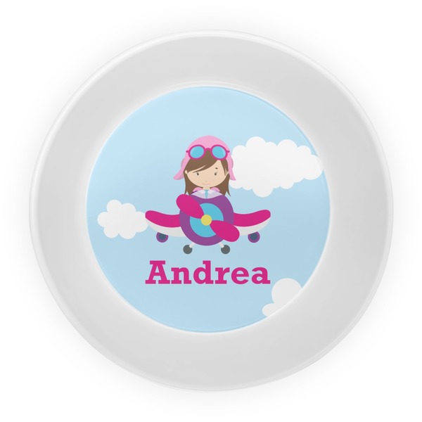 Airplane & Girl Pilot Melamine Bowl - Center