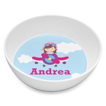 Airplane & Girl Pilot Melamine Bowl - 8 oz (Personalized)