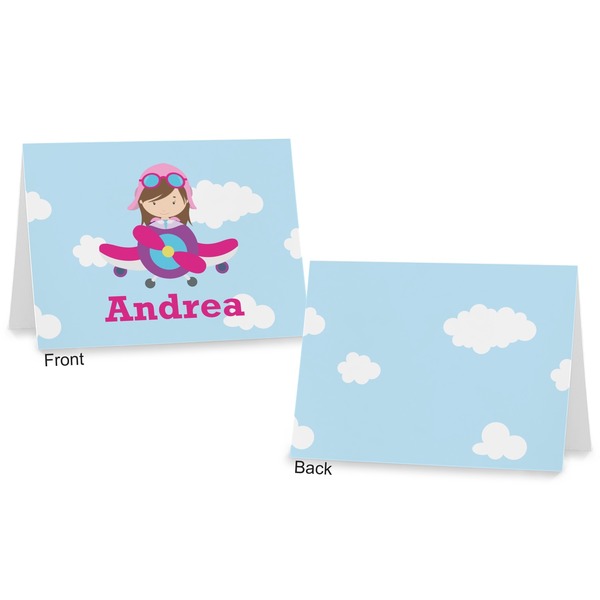 Airplane & Girl Pilot Postcard - Front and Back