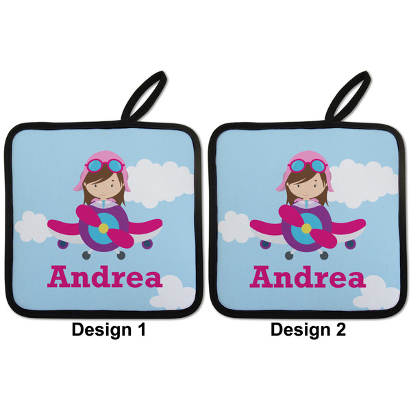 Airplane & Girl Pilot Pot Holders - Set of 2 APPROVAL