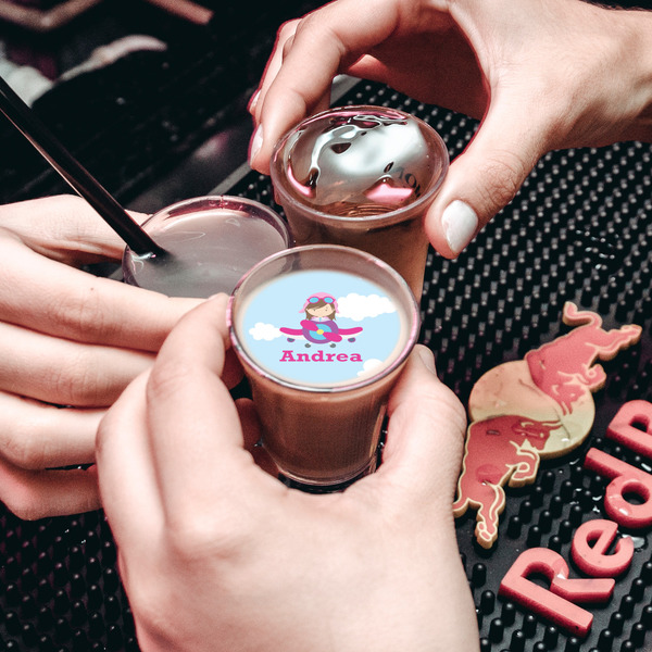 Airplane & Girl Pilot Printed Drink Topper - XSmall - In Shot Glass