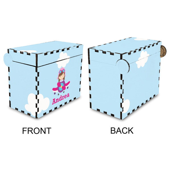 Airplane & Girl Pilot Recipe Box - Full Color - Approval
