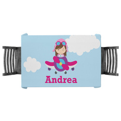 Airplane & Girl Pilot Tablecloth - 58"x58" (Personalized)