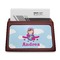 Airplane & Girl Pilot Red Mahogany Business Card Holder - Straight