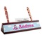 Airplane & Girl Pilot Red Mahogany Nameplates with Business Card Holder - Angle