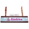 Airplane & Girl Pilot Red Mahogany Nameplates with Business Card Holder - Straight