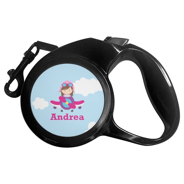 Custom Airplane & Girl Pilot Retractable Dog Leash (Personalized)