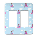 Airplane & Girl Pilot Rocker Style Light Switch Cover - Two Switch (Personalized)