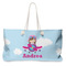 Airplane & Girl Pilot Large Rope Tote Bag - Front View