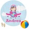 Airplane & Girl Pilot Round Beach Towel (Personalized)