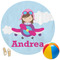 Airplane & Girl Pilot Round Beach Towel (Personalized)