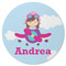 Airplane & Girl Pilot Round Rubber Backed Coaster (Personalized)