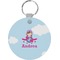 Airplane & Girl Pilot Round Plastic Keychain (Personalized)