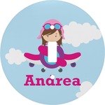 Airplane & Girl Pilot Round Light Switch Cover (Personalized)