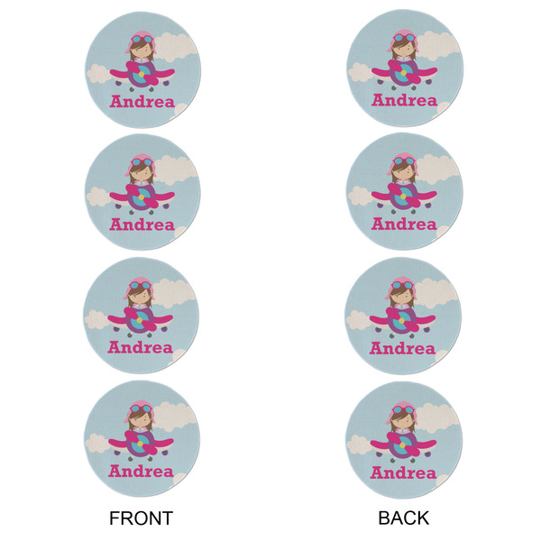 Airplane & Girl Pilot Round Linen Placemats - APPROVAL Set of 4 (double sided)