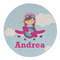 Airplane & Girl Pilot Round Linen Placemats - FRONT (Double Sided)