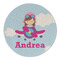 Airplane & Girl Pilot Round Linen Placemats - FRONT (Single Sided)