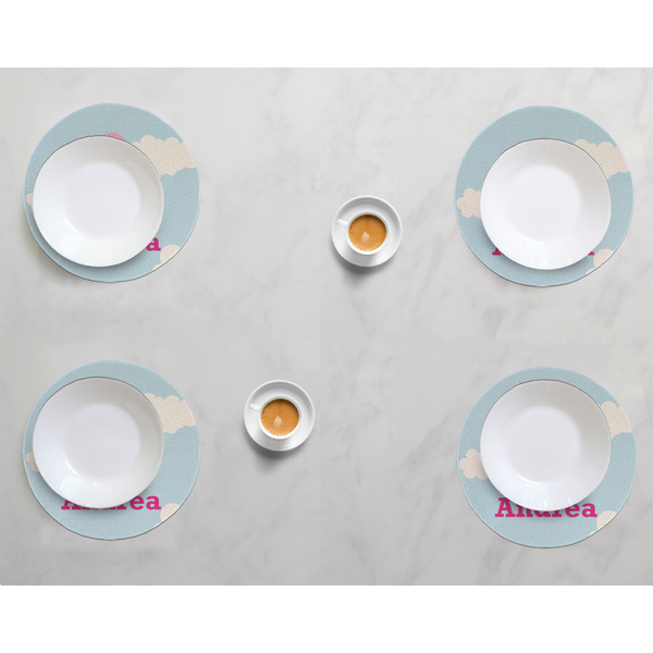 Airplane & Girl Pilot Round Linen Placemats - LIFESTYLE (set of 4)