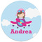 Airplane & Girl Pilot Round Mousepad - APPROVAL