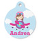 Airplane & Girl Pilot Round Pet ID Tag - Large - Front