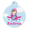 Airplane & Girl Pilot Round Pet ID Tag (Personalized)