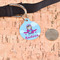 Airplane & Girl Pilot Round Pet ID Tag - Large - In Context