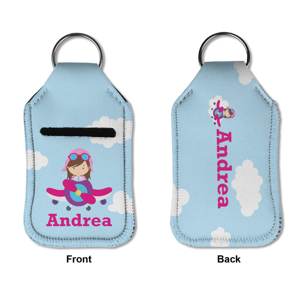 Airplane & Girl Pilot Sanitizer Holder Keychain - Small APPROVAL (Flat)