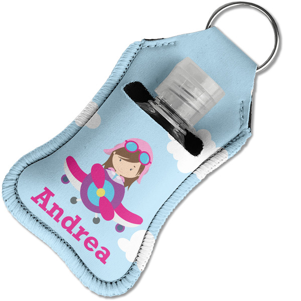 Airplane & Girl Pilot Sanitizer Holder Keychain - Small in Case