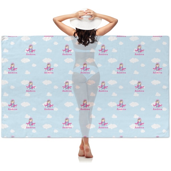 Custom Airplane & Girl Pilot Sheer Sarong (Personalized)