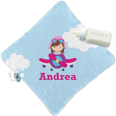 Airplane & Girl Pilot Security Blanket (Personalized)