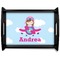 Airplane & Girl Pilot Black Wooden Tray - Large (Personalized)