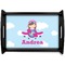 Airplane & Girl Pilot Black Wooden Tray - Small (Personalized)