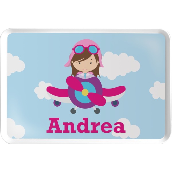 Custom Airplane & Girl Pilot Serving Tray (Personalized)